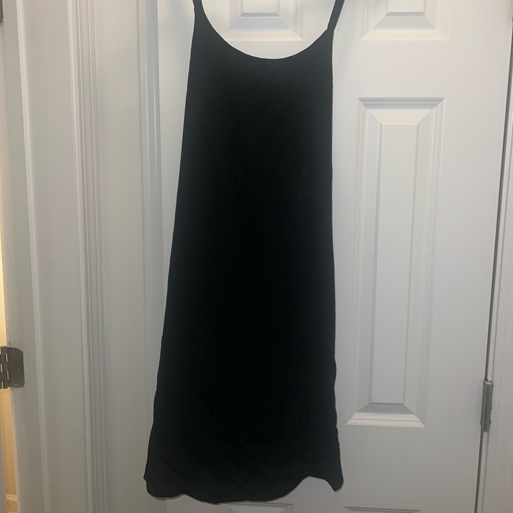 Black silky slip Dress